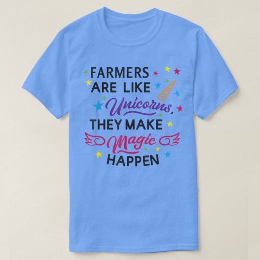 農家はユニコーンのように生活魔法Hapを作る Tシャツ (デザイン正面)