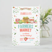 農家は育てられた野菜のフルーツの赤い女の子のパーティーを販売します 招待状 (スタンド正面)