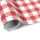 農家は赤い白い田舎風の水牛のパターンを格子模様 ラッピングペーパー (ロールコーナー)
