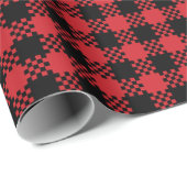 農家は赤い黒い田舎風の水牛のパターンを格子模様 ラッピングペーパー (ロールコーナー)