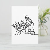 農家または庭師の線スケッチ サンキューカード (スタンド正面)