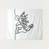 農家または庭師の線スケッチ タペストリー (正面(横))