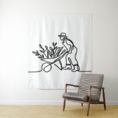 農家または庭師の線スケッチ タペストリー (インサイチュ)