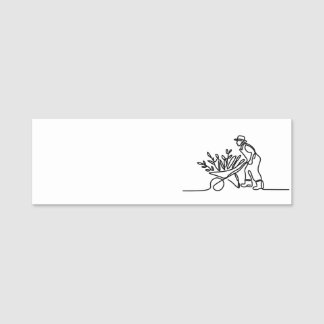 農家または庭師の線スケッチ 名札