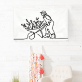 農家または庭師の線スケッチ 横断幕 (インサイチュ)