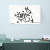 農家または庭師の線スケッチ 横断幕 (トレードショー)