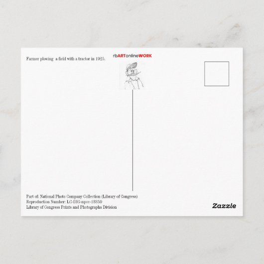 農家をトラクターで耕す ポストカード (裏面)