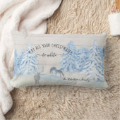 農家ウィンタースノーホワイトクリスマスファミリー名 ランバークッション (ブランケット)