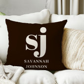 農家エレガント茶色モノグラムイニシャル クッション