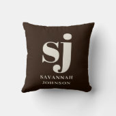 農家エレガント茶色モノグラムイニシャル クッション (裏面)