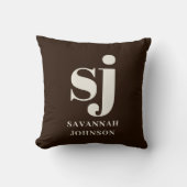 農家エレガント茶色モノグラムイニシャル クッション (正面)