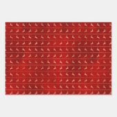 農家エレガント赤金ゴールド箔トナカイ模様 ラッピングペーパーシート (正面)