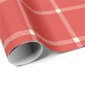 農家オレンジ色の赤い格子模様かわいいクリスマス ラッピングペーパー (ロールコーナー)