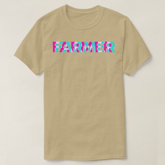 農家カッコいい、ジョブエッジグリッチ美学アート Tシャツ (デザイン正面)
