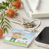 農家ガールと巨大なニンジン園芸家 キーホルダー (正面右)