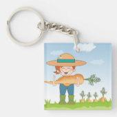 農家ガールと巨大なニンジン園芸家 キーホルダー (正面)