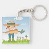 農家ガールと巨大なニンジン園芸家 キーホルダー (裏面)