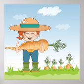 農家ガールと巨大なニンジン園芸家 ポスター (正面)