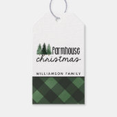 農家クリスマスグリーンプレイドファミリー名 ギフトタグ (正面)