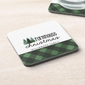 農家クリスマスグリーンプレイドファミリー名 コースター (左側)