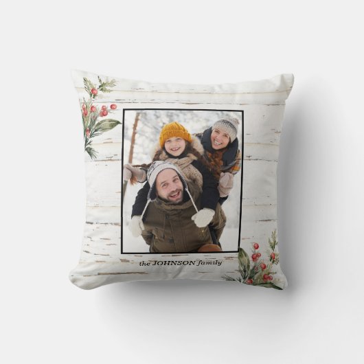 農家クリスマスプレッドウィンターベリーの写真 クッション (正面)