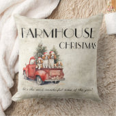 農家クリスマスレッドトラックドッグ素朴 クッション (ブランケット)