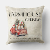 農家クリスマスレッドトラックドッグ素朴 クッション (裏面)