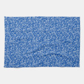 農家シンプルの花の模様オン青 キッチンタオル (横)