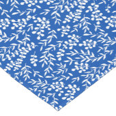 農家シンプルの花の模様オン青 ショートテーブルランナー (コーナー)