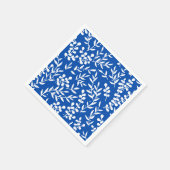 農家シンプルの花の模様オン青 スタンダードカクテルナプキン (角)