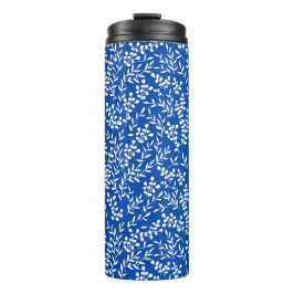 農家シンプルの花の模様オン青 タンブラー