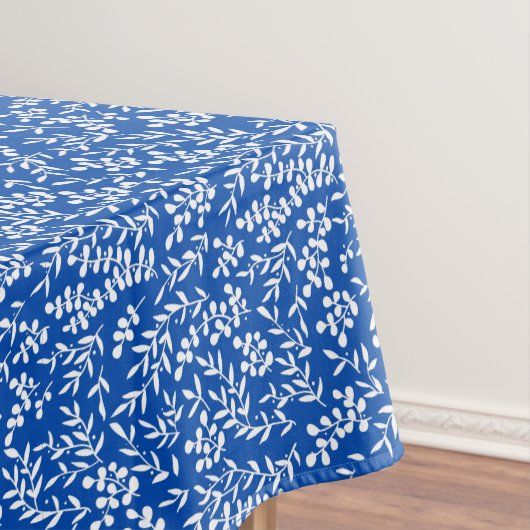 農家シンプルの花の模様オン青 テーブルクロス (インサイチュ)