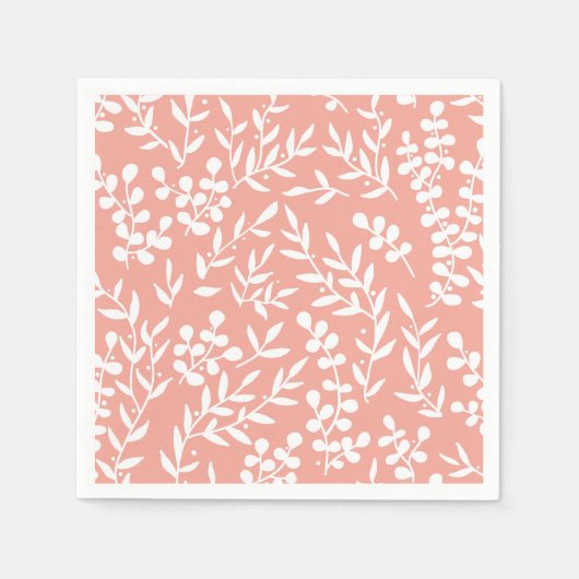 農家シンプルの花の模様（ピンク） スタンダードカクテルナプキン (正面)