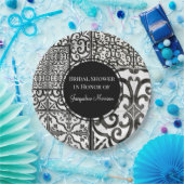 農家タイルパターン白黒ブライダルシャワー ペーパープレート (パーティー)