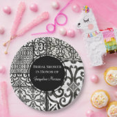 農家タイルパターン白黒ブライダルシャワー ペーパープレート (パーティー)