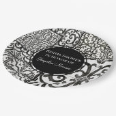 農家タイルパターン白黒ブライダルシャワー ペーパープレート (アングル)