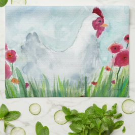 農家チキンと花 キッチンタオル