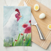 農家チキンと花 キッチンタオル (四つ折り)