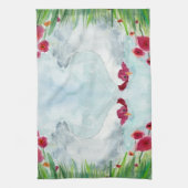 農家チキンと花 キッチンタオル (縦)