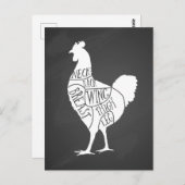 農家チキンバター肉カットアート小さいホルダー ポストカード (正面/裏面)