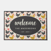 農家チキンパターンファミリー名 ドアマット (正面)