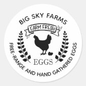 農家チキン水彩エッグエッグ ラウンドシール (正面)