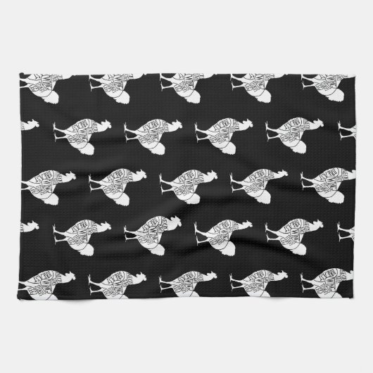 農家チキン肉屋の肉は芸術的な小さなホルダーを切る キッチンタオル (横)