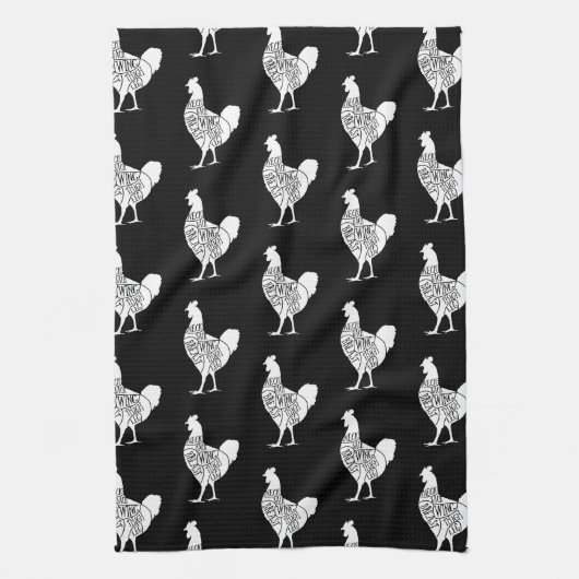 農家チキン肉屋の肉は芸術的な小さなホルダーを切る キッチンタオル (縦)