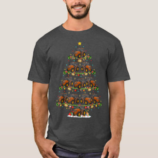 農家トラクタおもしろいマッチングサンタトラクタキリスト Tシャツ
