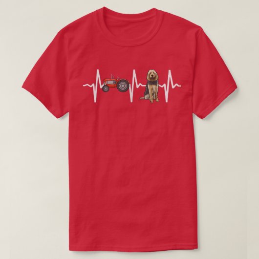 農家トラクタハウンドハートビートドッグ恋人 Tシャツ (デザイン正面)