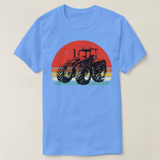 農家トラクターレトロヴィンテージサンセット Tシャツ (デザイン正面)