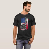 農家パパアメリカンフラッグ農家トラクターパパ父 Tシャツ (正面フル)