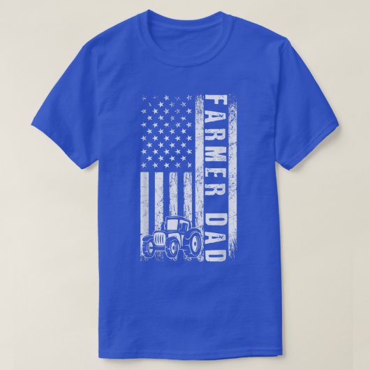 農家パパアメリカンフラッグ農家農業パパ父 Tシャツ (デザイン正面)
