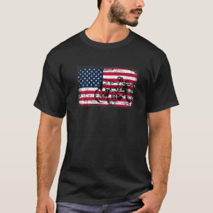 農家パパトラクターUsa国旗の愛国的農業男性 Tシャツ